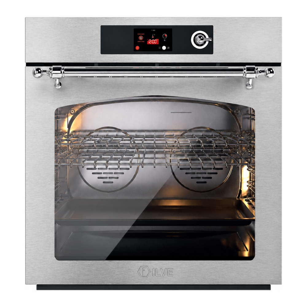 ILVE UOV30NTPYSSC Nostalgie II 30 inch Pyrolytic Single Wall Oven with 4.4 cu. ft. Capacity (Stainless Steel, Chrome) 1 UOV30NTPYSSC