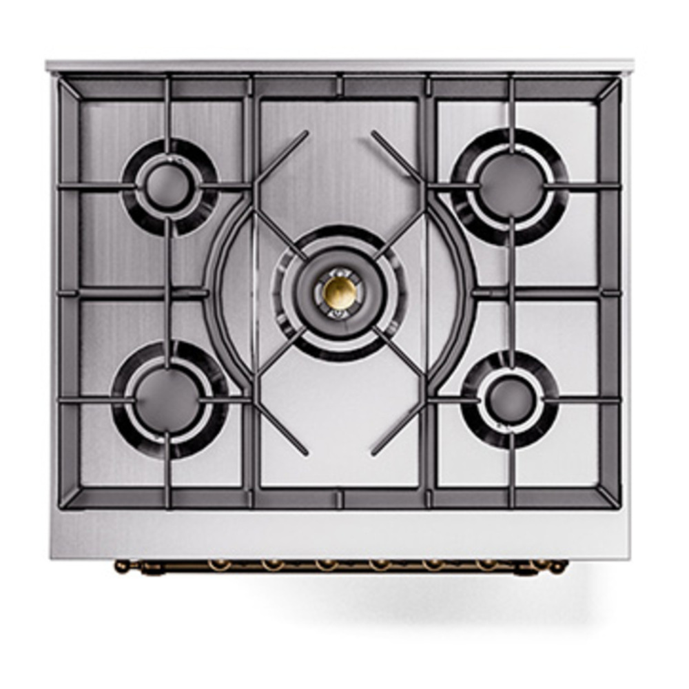 ILVE UP30NMPAWB Nostalgie II 30 inch Dual Fuel Range with 5 Burners with 4 cu. ft. Oven Capacity (Natural Gas, Triple Glass Door, Antique White, Burnished) 9 ILVE_UP30NMPAWB_Nostalgie_II_30"_Dual_Fuel_Range_top_view