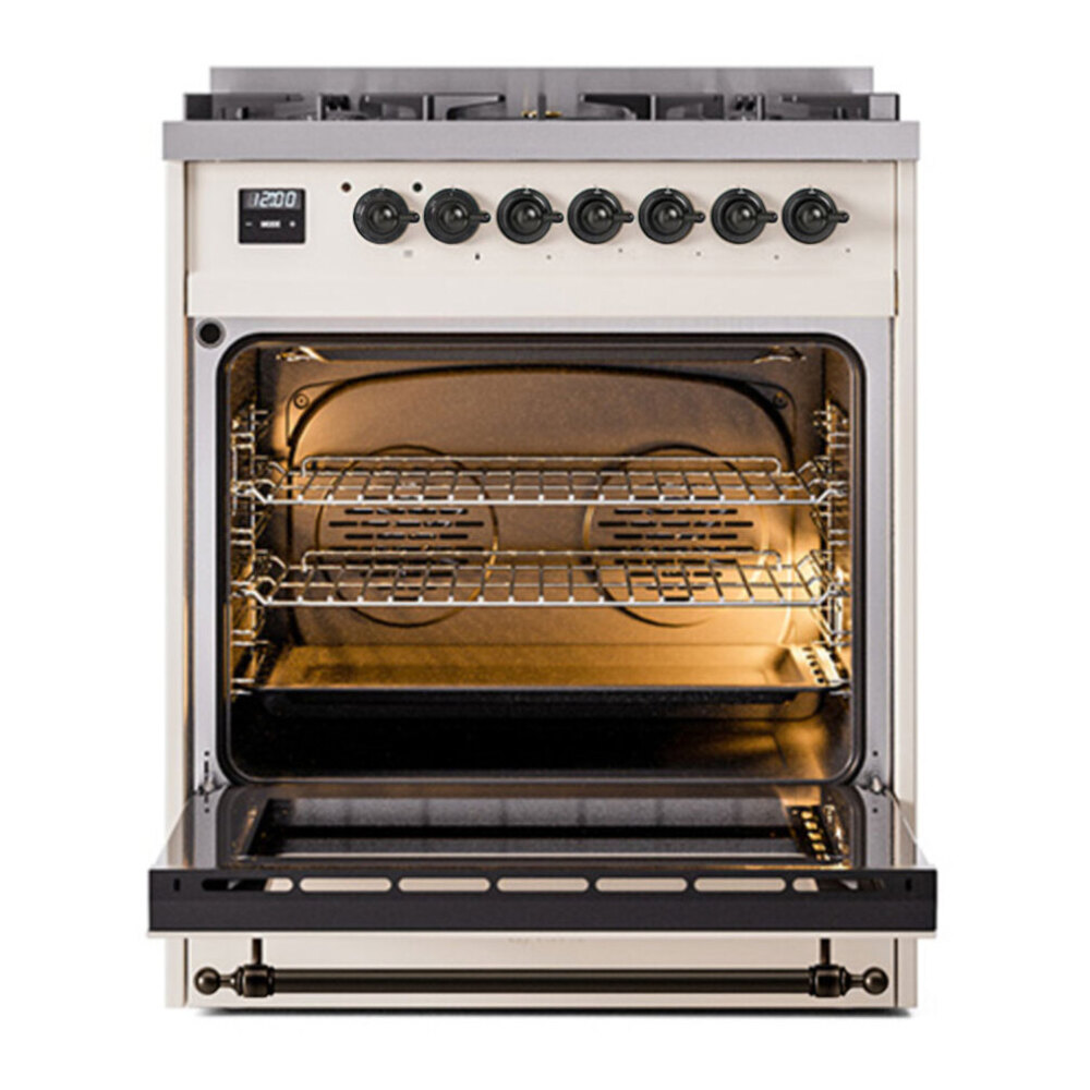ILVE UP30NMPAWB Nostalgie II 30 inch Dual Fuel Range with 5 Burners with 4 cu. ft. Oven Capacity (Natural Gas, Triple Glass Door, Antique White, Burnished) 6 ILVE UP30NMP Nostalgie II 30 inch Dual Fuel Range with 5 Burners with 4 cu. ft. Oven Capacity