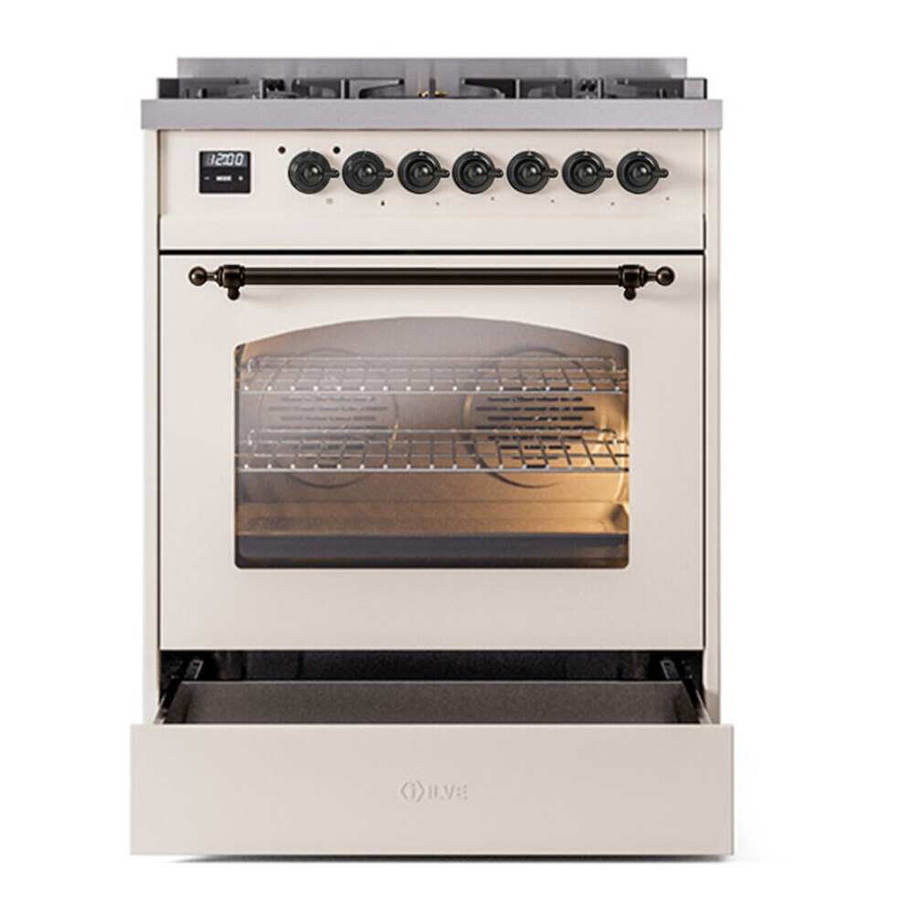 ILVE UP30NMPAWB Nostalgie II 30 inch Dual Fuel Range with 5 Burners with 4 cu. ft. Oven Capacity (Natural Gas, Triple Glass Door, Antique White, Burnished) 7 ILVE UP30NMP Nostalgie II 30 inch Dual Fuel Range with 5 Burners with 4 cu. ft. Oven Capacity