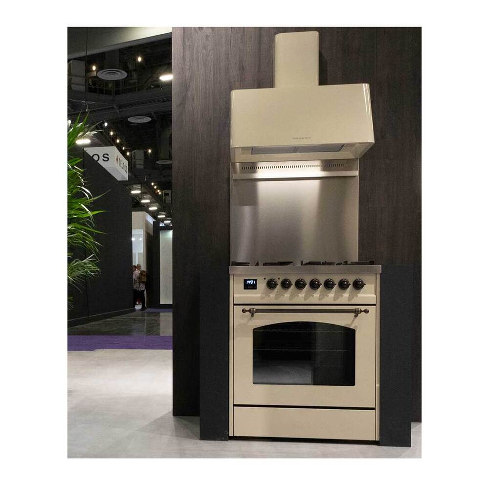 ILVE UP30NMPAWB Nostalgie II 30 inch Dual Fuel Range with 5 Burners with 4 cu. ft. Oven Capacity (Natural Gas, Triple Glass Door, Antique White, Burnished) 5 UP30NMPAWB-lifestyle