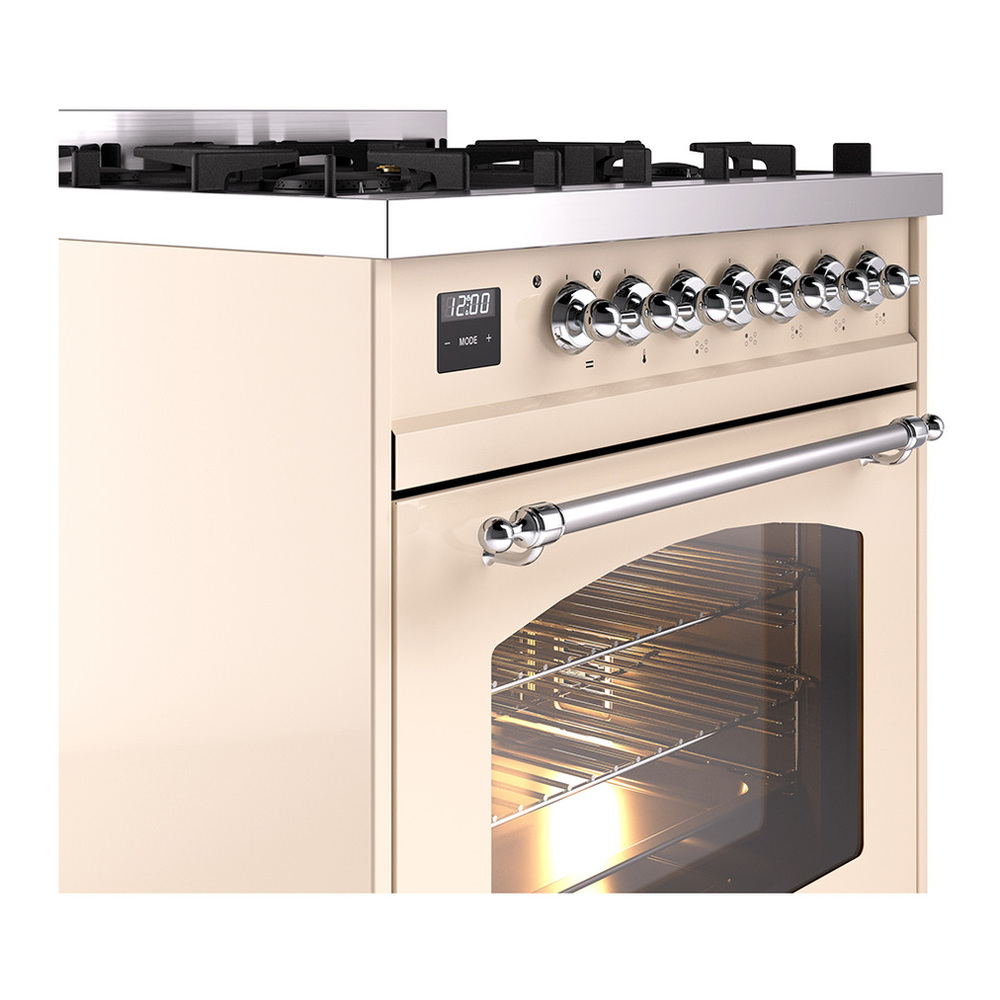 ILVE UP30NMPAWCLP Nostalgie II 30 inch Dual Fuel Range with 5 Burners with 4 cu. ft. Oven Capacity (Liquid Propane, Triple Glass Door, Antique White, Chrome) 8 ILVE_UP30NMPAWCLP_Nostalgie_II_30"_Dual_Fuel_Range_details