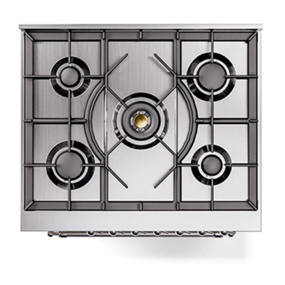 ILVE UP30NMPAWC Nostalgie II 30 inch Dual Fuel Range with 5 Burners with 4 cu. ft. Oven Capacity (Natural Gas, Triple Glass Door, Antique White, Chrome) 9 ILVE_UP30NMPAWC_Nostalgie_II_30"_Dual_Fuel_Range_top_view