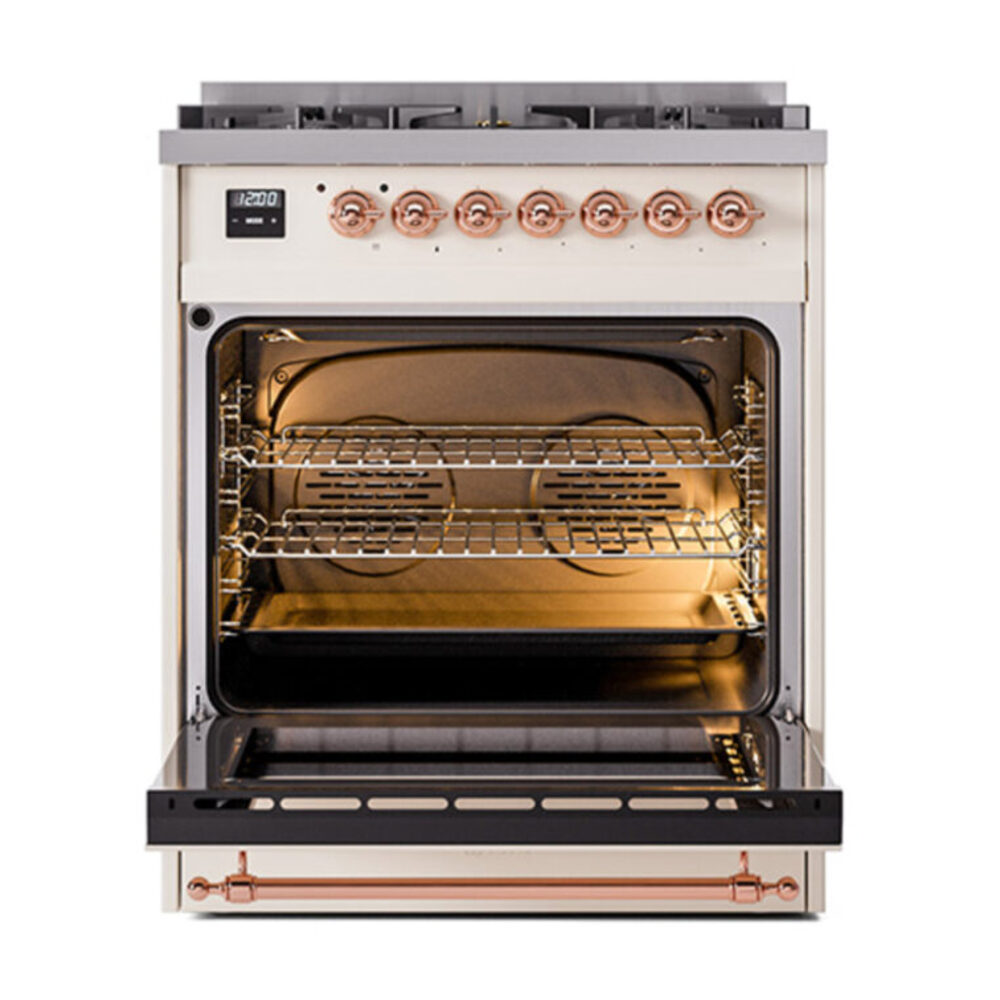 ILVE_UP30NMPAWP_Nostalgie_II_30"_Dual_Fuel_Range_door_opened