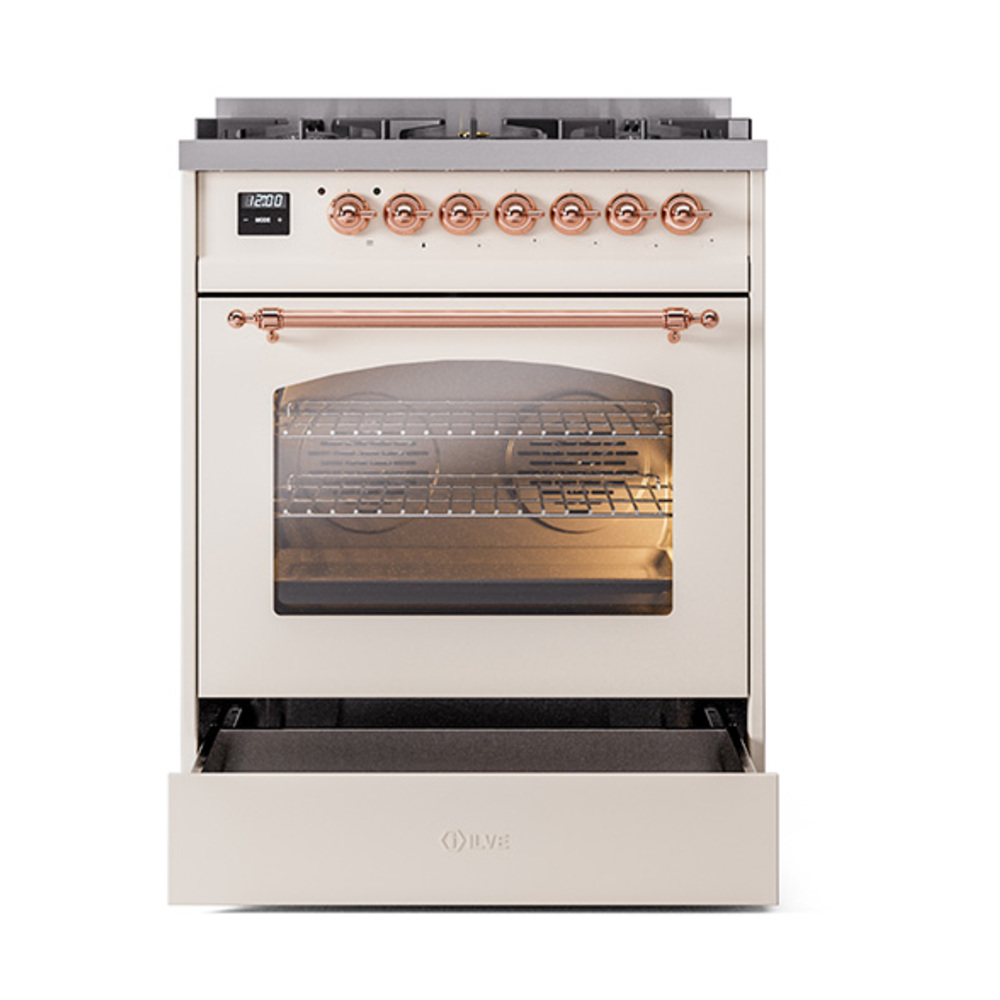 ILVE_UP30NMPAWP_Nostalgie_II_30"_Dual_Fuel_Range_drawer_opened