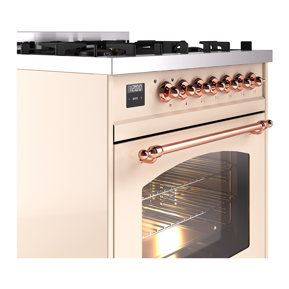 ILVE UP30NMPAWP Nostalgie II 30 inch Dual Fuel Range with 5 Burners with 4 cu. ft. Oven Capacity (Natural Gas, Triple Glass Door, Antique White, Copper) 8 ILVE_UP30NMPAWP_Nostalgie_II_30"_Dual_Fuel_Range_details