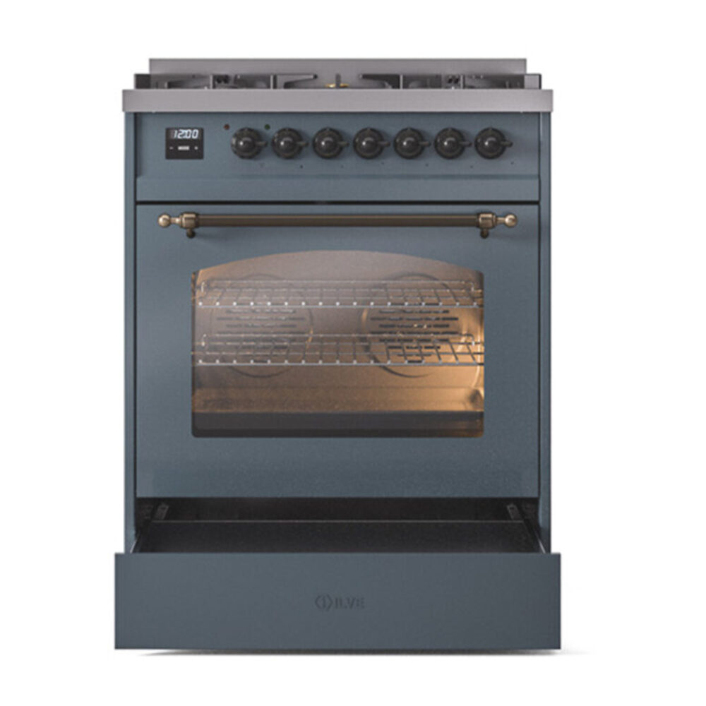 ILVE_UP30NMPBGBLP_Nostalgie_II_30"_Dual_Fuel_Range_drawer_opened