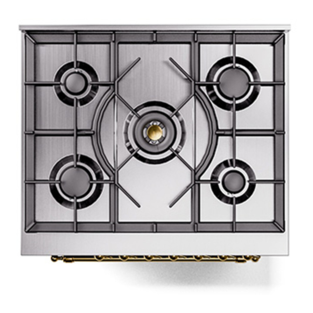 ILVE UP30NMPBGG Nostalgie II 30 inch Dual Fuel Range with 5 Burners with 4 cu. ft. Oven Capacity (Natural Gas, Triple Glass Door, Blue Grey, Brass) 10 ILVE UP30NMP Nostalgie II 30 inch Dual Fuel Range with 5 Burners