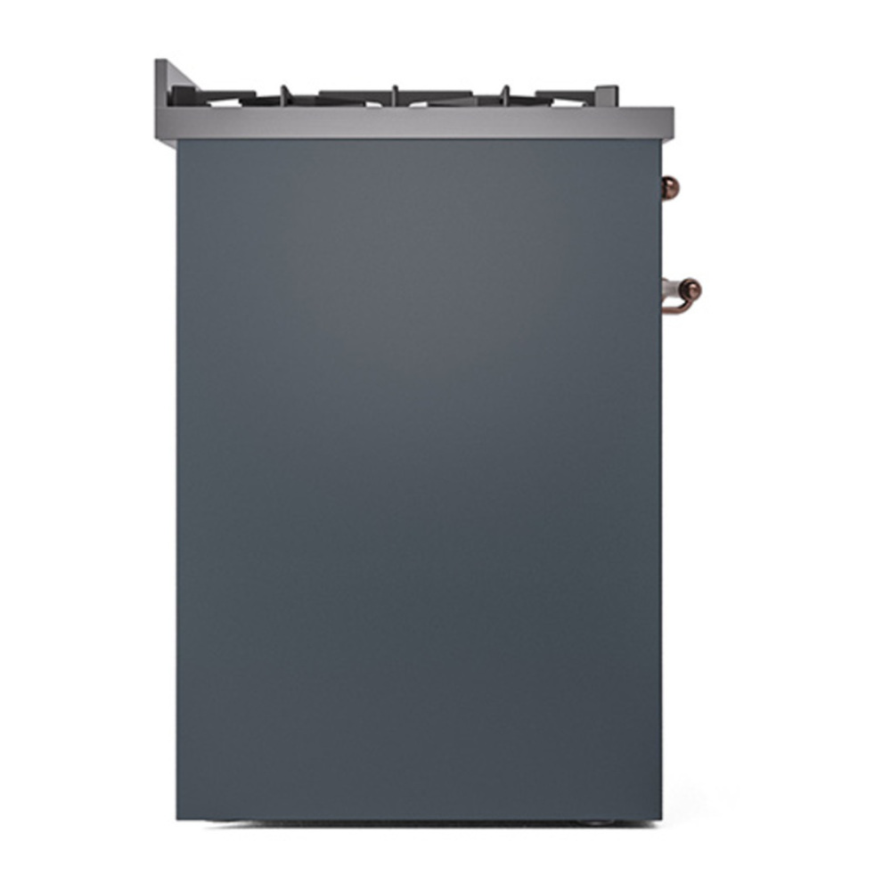 ILVE UP30NMPBGPLP Nostalgie II 30 inch Dual Fuel Range with 5 Burners with 4 cu. ft. Oven Capacity (Liquid Propane, Triple Glass Door, Blue Grey, Copper) 10 ILVE_UP30NMPBGPLP_Nostalgie_II_30"_Dual_Fuel_Range_left_side