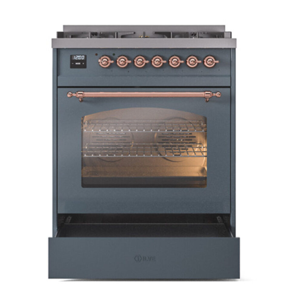 ILVE_UP30NMPBGP_Nostalgie_II_30"_Dual_Fuel_Range_drawer_opened