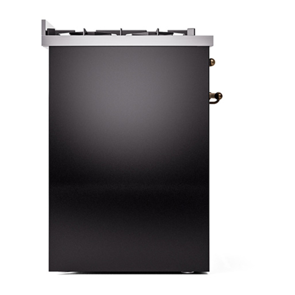 ILVE UP30NMPBKBLP Nostalgie II 30 inch Dual Fuel Range with 5 Burners with 4 cu. ft. Oven Capacity (Liquid Propane, Triple Glass Door, Glossy Black, Burnished) 9 ILVE_UP30NMPBKBLP_Nostalgie_II_30"_Dual_Fuel_Range_left_side