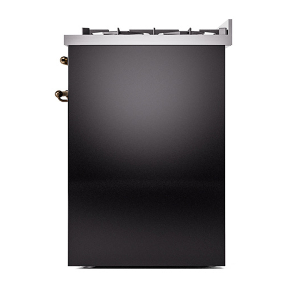 ILVE UP30NMPBKB Nostalgie II 30 inch Dual Fuel Range with 5 Burners with 4 cu. ft. Oven Capacity (Natural Gas, Triple Glass Door, Glossy Black, Burnished) 10 ILVE_UP30NMPBKB_Nostalgie_II_30"_Dual_Fuel_Range_right_view