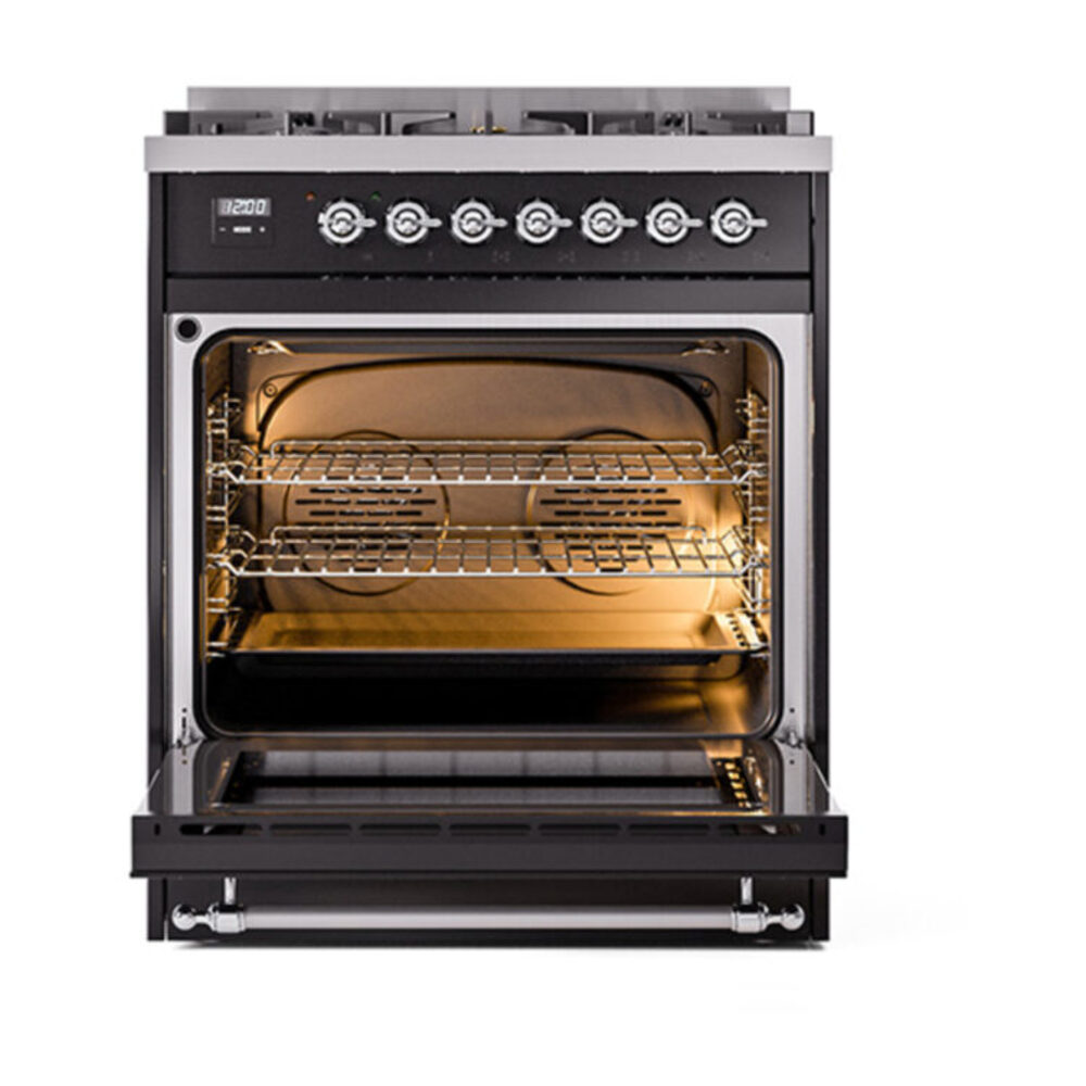 ILVE_UP30NMPBKCLP_Nostalgie_II_30"_Dual_Fuel_Range_oven_door_opened