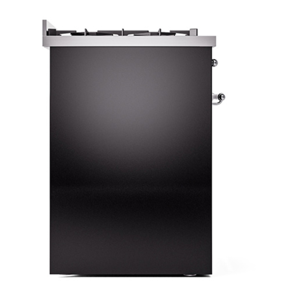 ILVE UP30NMPBKC Nostalgie II 30 inch Dual Fuel Range with 5 Burners with 4 cu. ft. Oven Capacity (Natural Gas, Triple Glass Door, Glossy Black, Chrome) 10 ILVE_UP30NMPBKC_Nostalgie_II_30"_Dual_Fuel_Range_left_side
