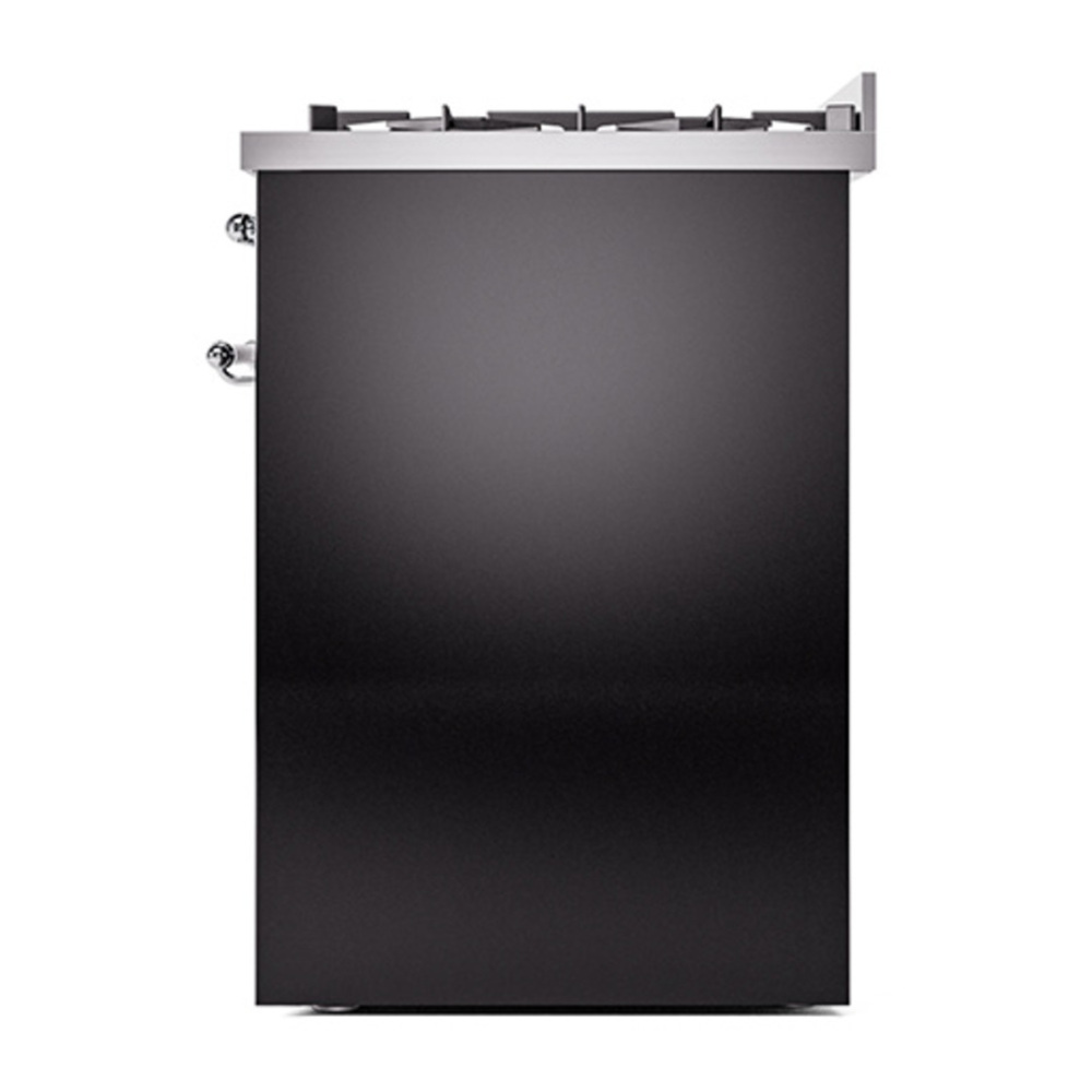 ILVE UP30NMPBKC Nostalgie II 30 inch Dual Fuel Range with 5 Burners with 4 cu. ft. Oven Capacity (Natural Gas, Triple Glass Door, Glossy Black, Chrome) 11 ILVE_UP30NMPBKC_Nostalgie_II_30"_Dual_Fuel_Range_right_view