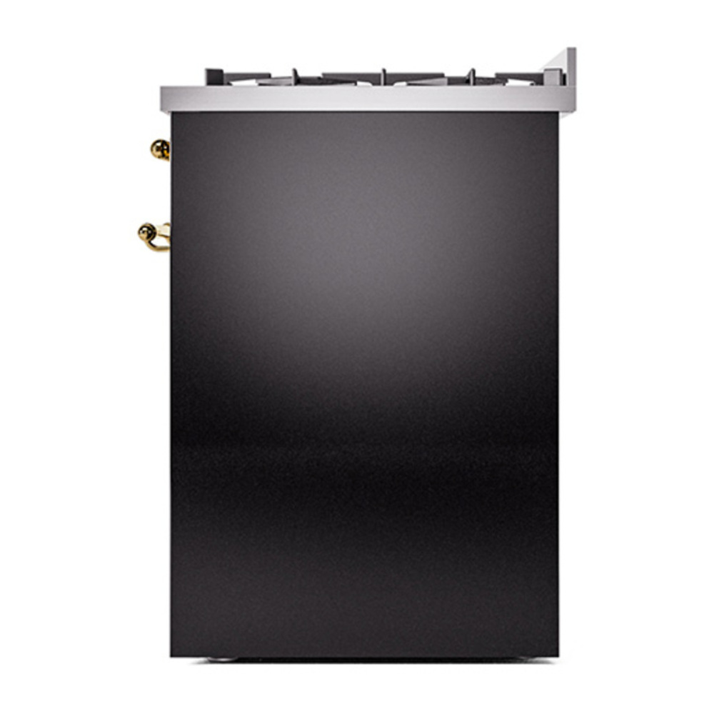ILVE UP30NMPBKG Nostalgie II 30 inch Dual Fuel Range with 5 Burners with 4 cu. ft. Oven Capacity (Natural Gas, Triple Glass Door, Glossy Black, Brass) 11 ILVE_UP30NMPBKG_Nostalgie_II_30"_Dual_Fuel_Range_right_side