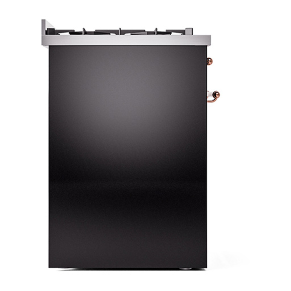 ILVE UP30NMPBKP Nostalgie II 30 inch Dual Fuel Range with 5 Burners with 4 cu. ft. Oven Capacity (Natural Gas, Triple Glass Door, Glossy Black, Copper) 10 ILVE_UP30NMPBKP_Nostalgie_II_30"_Dual_Fuel_Range_left_side