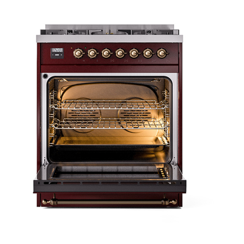 ILVE_UP30NMPBUB_Nostalgie_II_30"_Dual_Fuel_Range_oven_door_opened