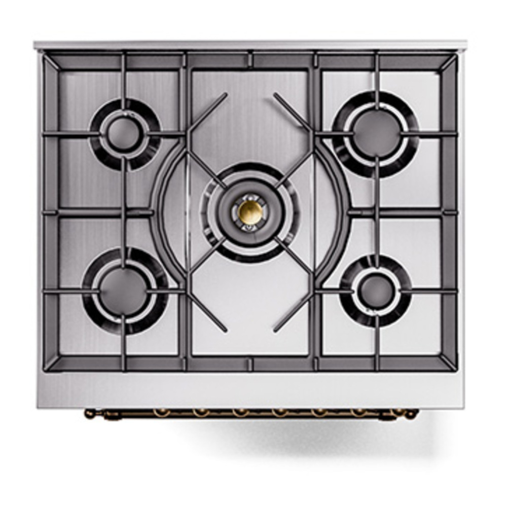 ILVE UP30NMPBUB Nostalgie II 30 inch Dual Fuel Range with 5 Burners with 4 cu. ft. Oven Capacity (Natural Gas, Triple Glass Door, Burgundy, Burnished) 8 ILVE_UP30NMPBUB_Nostalgie_II_30"_Dual_Fuel_Range_top_view