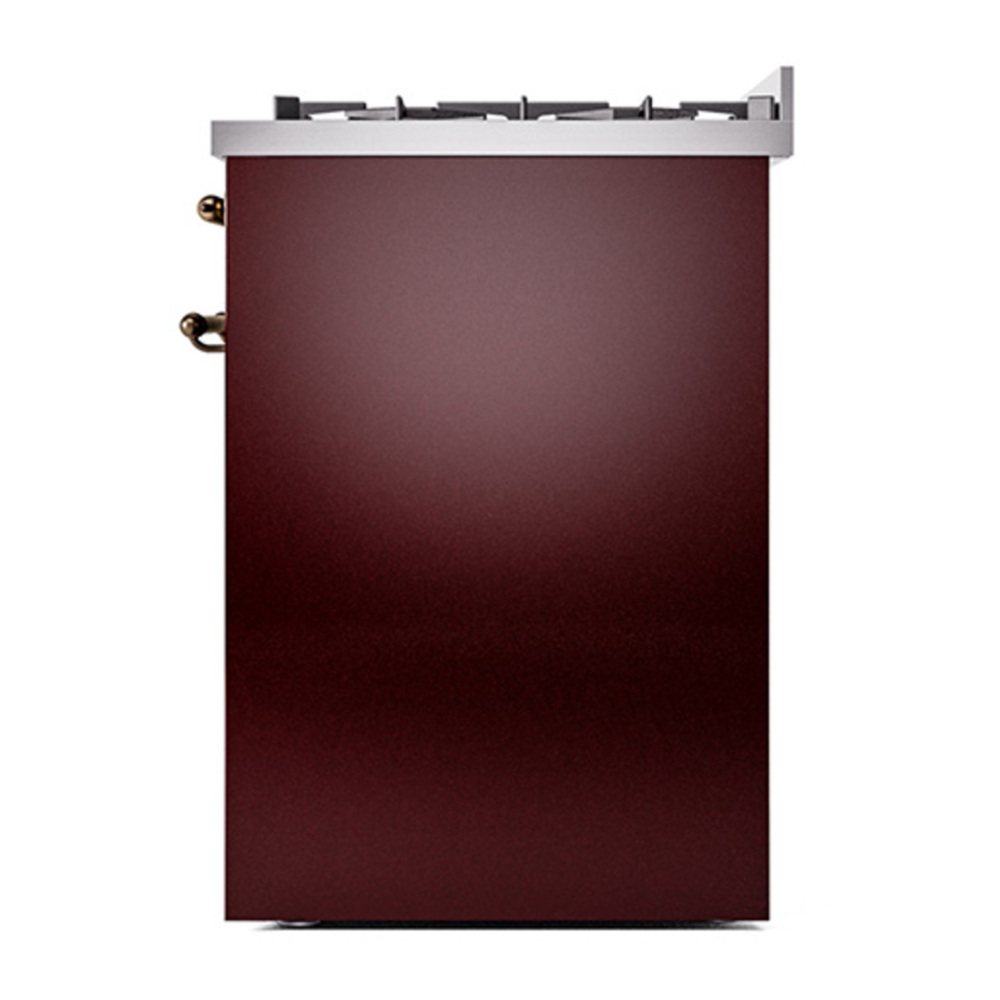 ILVE UP30NMPBUB Nostalgie II 30 inch Dual Fuel Range with 5 Burners with 4 cu. ft. Oven Capacity (Natural Gas, Triple Glass Door, Burgundy, Burnished) 10 ILVE_UP30NMPBUB_Nostalgie_II_30"_Dual_Fuel_Range_right_side