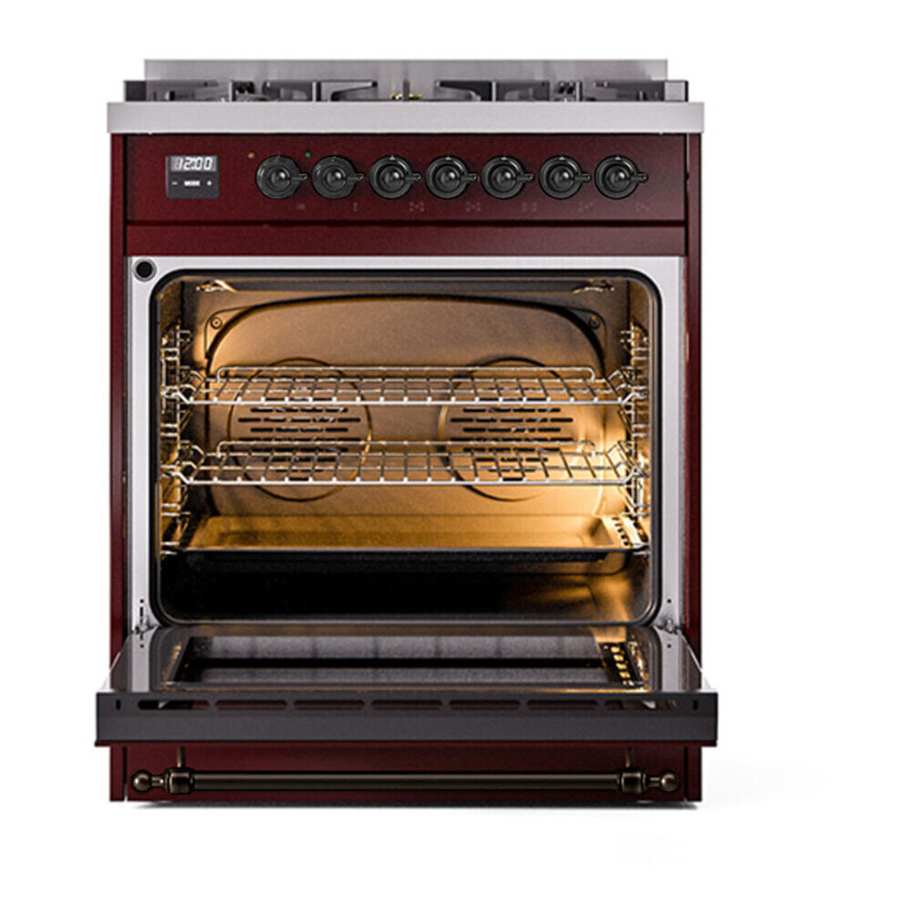 ILVE UP30NMPBUB Nostalgie II 30 inch Dual Fuel Range with 5 Burners with 4 cu. ft. Oven Capacity (Natural Gas, Triple Glass Door, Burgundy, Burnished) 5 ILVE UP30NMP Nostalgie II 30 inch Dual Fuel Range with 5 Burners with 4 cu. ft. Oven Capacity