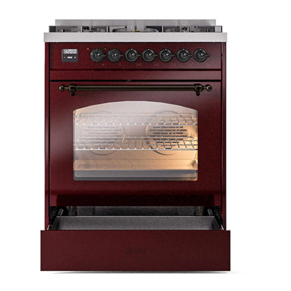 ILVE UP30NMPBUB Nostalgie II 30 inch Dual Fuel Range with 5 Burners with 4 cu. ft. Oven Capacity (Natural Gas, Triple Glass Door, Burgundy, Burnished) 6 ILVE UP30NMP Nostalgie II 30 inch Dual Fuel Range with 5 Burners with 4 cu. ft. Oven Capacity