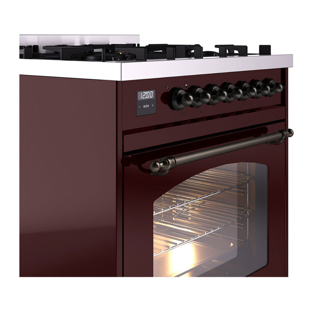 ILVE UP30NMPBUB Nostalgie II 30 inch Dual Fuel Range with 5 Burners with 4 cu. ft. Oven Capacity (Natural Gas, Triple Glass Door, Burgundy, Burnished) 7 ILVE UP30NMP Nostalgie II 30 inch Dual Fuel Range with 5 Burners with 4 cu. ft. Oven Capacity