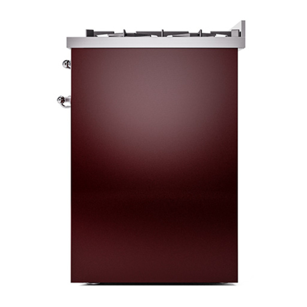 ILVE UP30NMPBUC Nostalgie II 30 inch Dual Fuel Range with 5 Burners with 4 cu. ft. Oven Capacity (Natural Gas, Triple Glass Door, Burgundy, Chrome) 11 ILVE_UP30NMPBUC_Nostalgie_II_30"_Dual_Fuel_Range_right_side