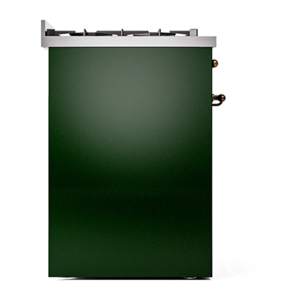 ILVE UP30NMPEGBLP Nostalgie II 30 inch Dual Fuel Range with 5 Burners with 4 cu. ft. Oven Capacity (Liquid Propane, Triple Glass Door, Emerald Green, Burnished) 9 ILVE_UP30NMPEGBLP_Nostalgie_II_30"_Dual_Fuel_Range_left_side