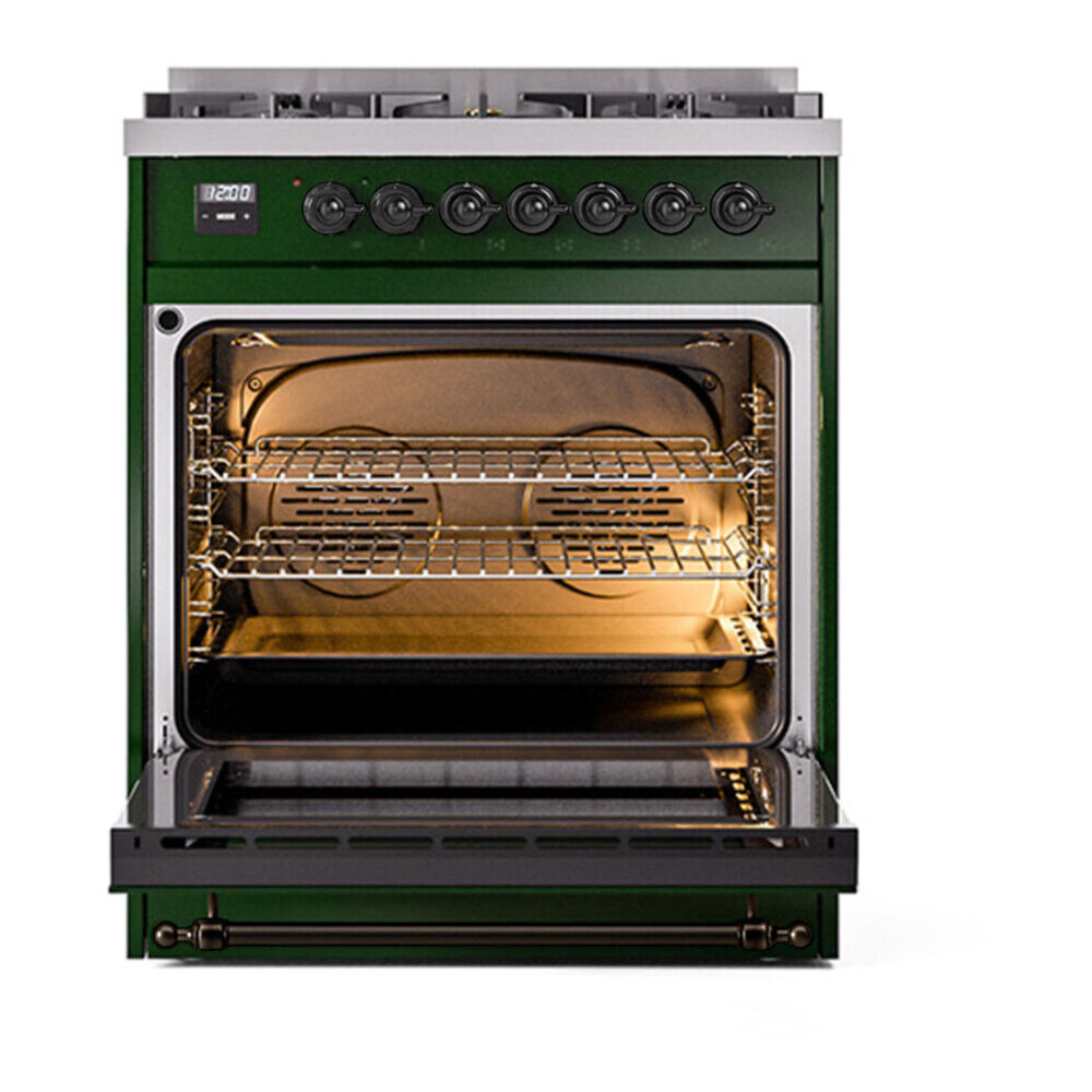 ILVE UP30NMPEGBLP Nostalgie II 30 inch Dual Fuel Range with 5 Burners with 4 cu. ft. Oven Capacity (Liquid Propane, Triple Glass Door, Emerald Green, Burnished) 5 ILVE UP30NMP Nostalgie II 30 inch Dual Fuel Range with 5 Burners with 4 cu. ft. Oven Capacity