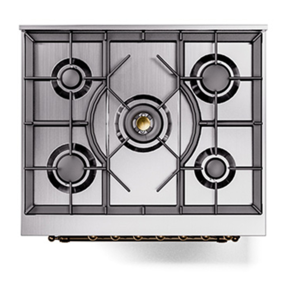ILVE UP30NMPEGB Nostalgie II 30 inch Dual Fuel Range with 5 Burners with 4 cu. ft. Oven Capacity (Natural Gas, Triple Glass Door, Emerald Green, Burnished) 8 ILVE_UP30NMPEGB_Nostalgie_II_30"_Dual_Fuel_Range_top_view