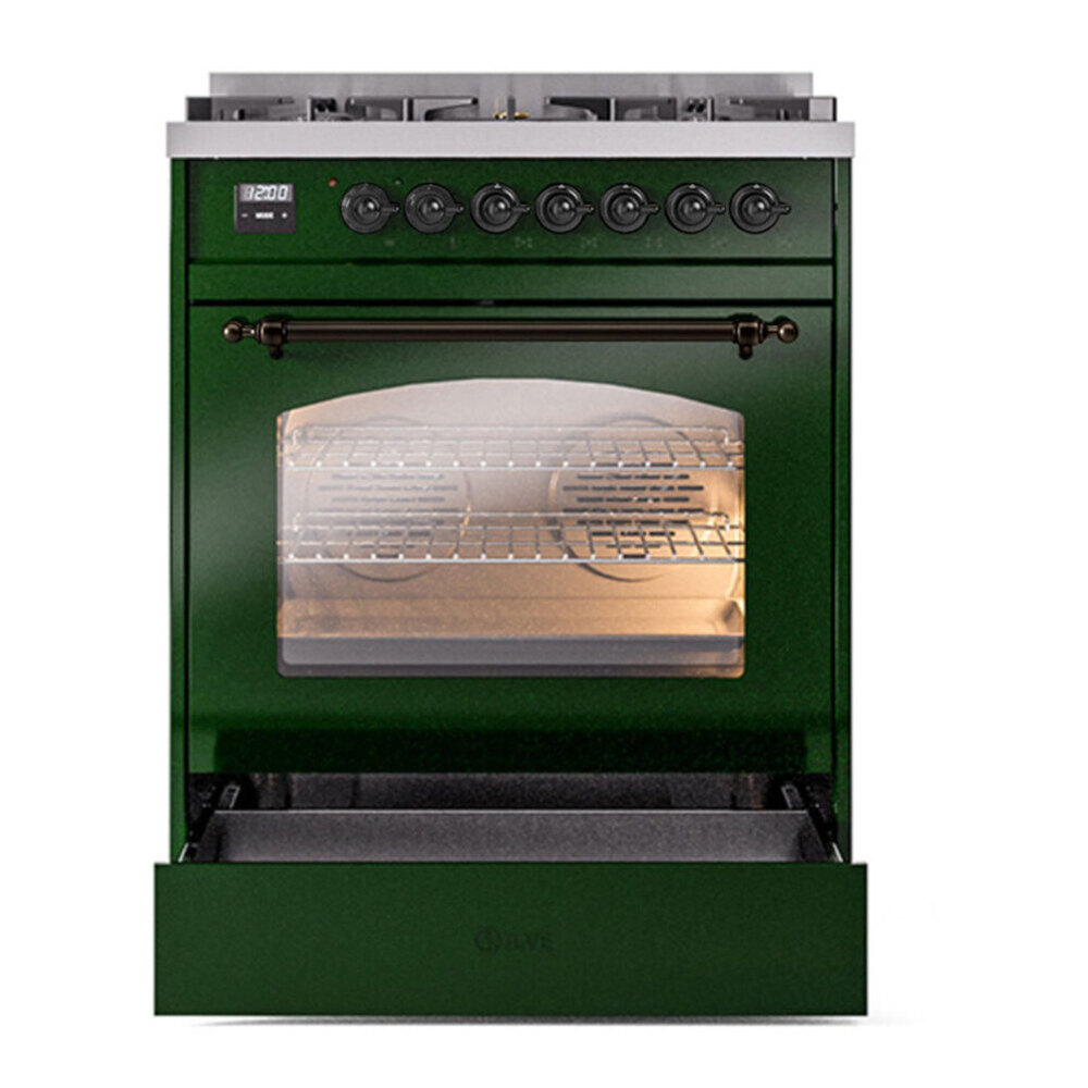 ILVE UP30NMPEGB Nostalgie II 30 inch Dual Fuel Range with 5 Burners with 4 cu. ft. Oven Capacity (Natural Gas, Triple Glass Door, Emerald Green, Burnished) 6 ILVE UP30NMP Nostalgie II 30 inch Dual Fuel Range with 5 Burners with 4 cu. ft. Oven Capacity
