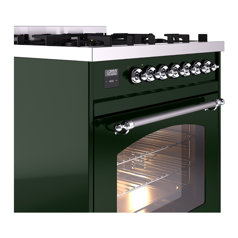 ILVE UP30NMPEGCLP Nostalgie II 30 inch Dual Fuel Range with 5 Burners with 4 cu. ft. Oven Capacity (Liquid Propane, Triple Glass Door, Emerald Green, Chrome) 8 ILVE_UP30NMPEGCLP_Nostalgie_II_30"_Dual_Fuel_Range_details