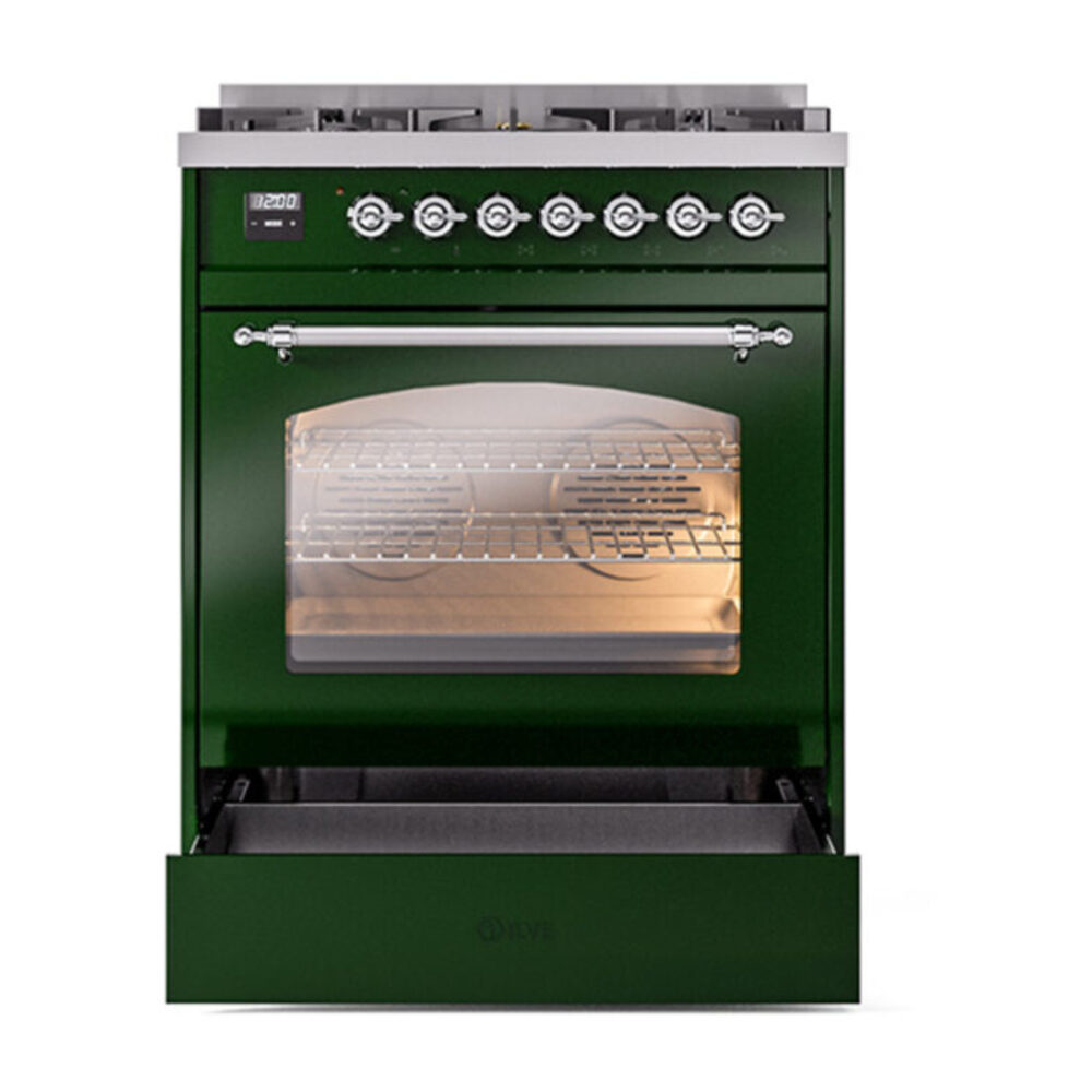ILVE_UP30NMPEGC_Nostalgie_II_30"_Dual_Fuel_Range_drawer_opened