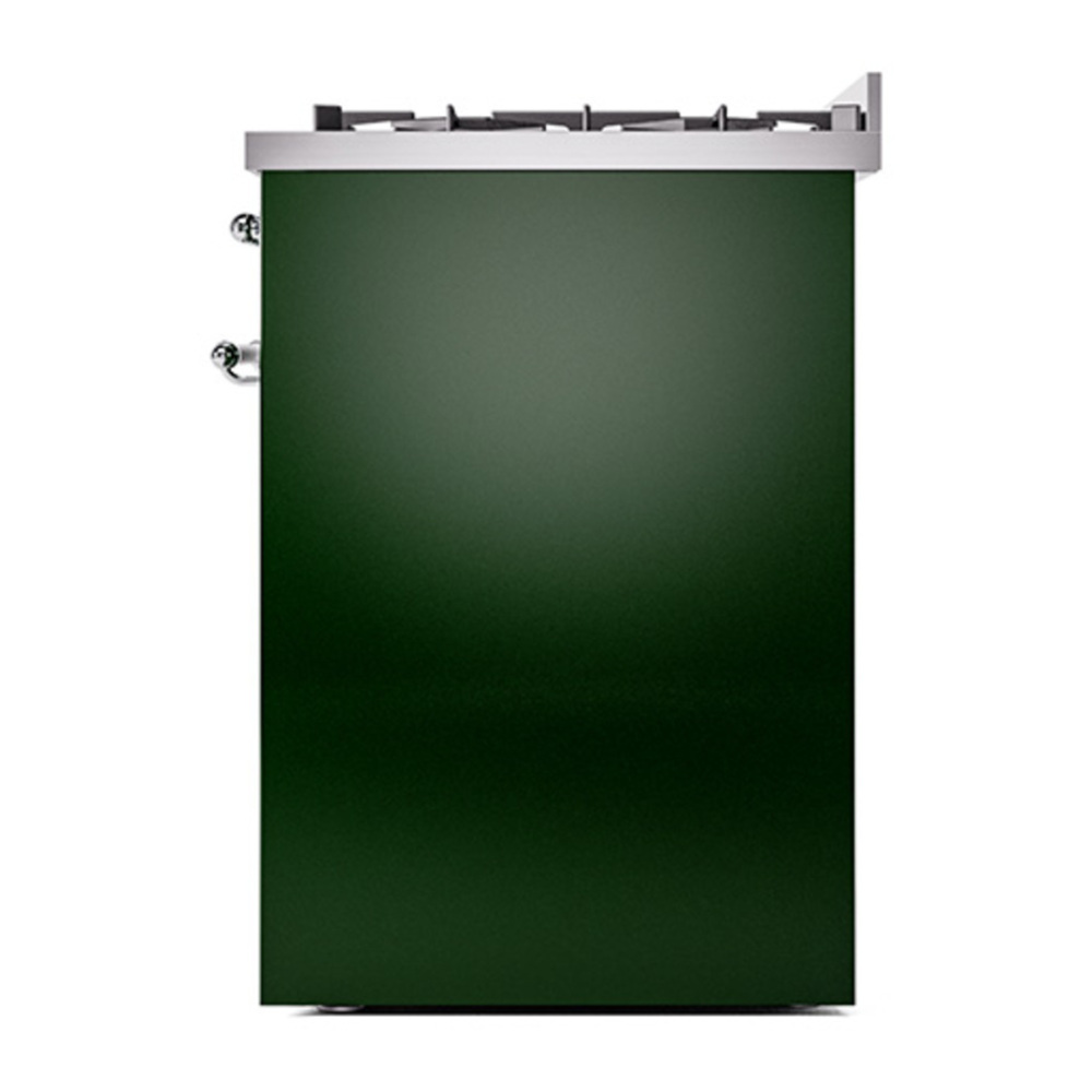 ILVE UP30NMPEGC Nostalgie II 30 inch Dual Fuel Range with 5 Burners with 4 cu. ft. Oven Capacity (Natural Gas, Triple Glass Door, Emerald Green, Chrome) 11 ILVE_UP30NMPEGC_Nostalgie_II_30"_Dual_Fuel_Range_right_side