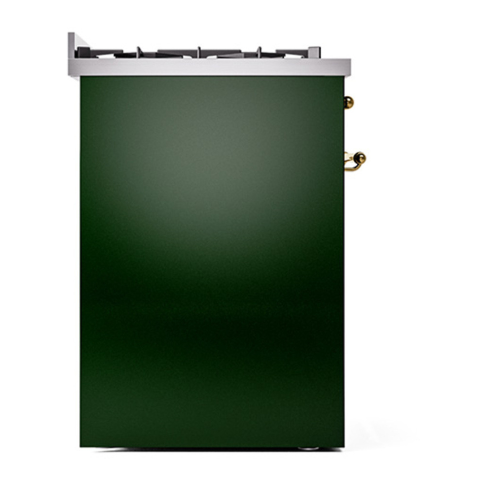 ILVE UP30NMPEGG Nostalgie II 30 inch Dual Fuel Range with 5 Burners with 4 cu. ft. Oven Capacity (Natural Gas, Triple Glass Door, Emerald Green, Brass) 10 ILVE_UP30NMPEGG_Nostalgie_II_30"_Dual_Fuel_Range_left_side