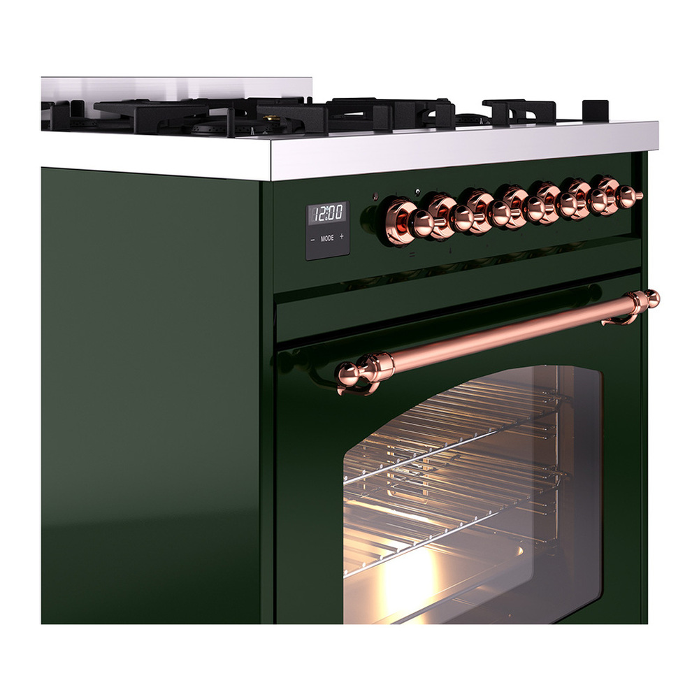 ILVE UP30NMPEGP Nostalgie II 30 inch Dual Fuel Range with 5 Burners with 4 cu. ft. Oven Capacity (Natural Gas, Triple Glass Door, Emerald Green, Copper) 8 ILVE_UP30NMPEGP_Nostalgie_II_30"_Dual_Fuel_Range_details