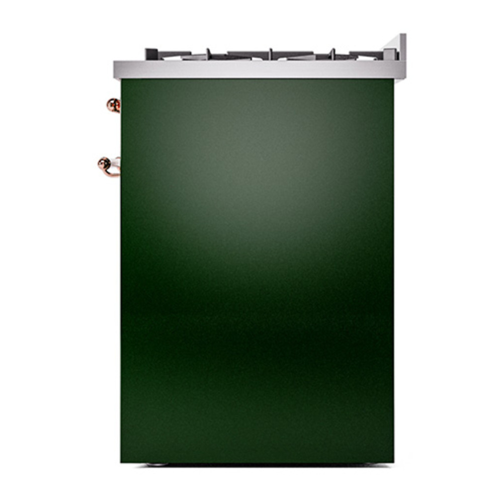 ILVE UP30NMPEGP Nostalgie II 30 inch Dual Fuel Range with 5 Burners with 4 cu. ft. Oven Capacity (Natural Gas, Triple Glass Door, Emerald Green, Copper) 11 ILVE_UP30NMPEGP_Nostalgie_II_30"_Dual_Fuel_Range_right_side