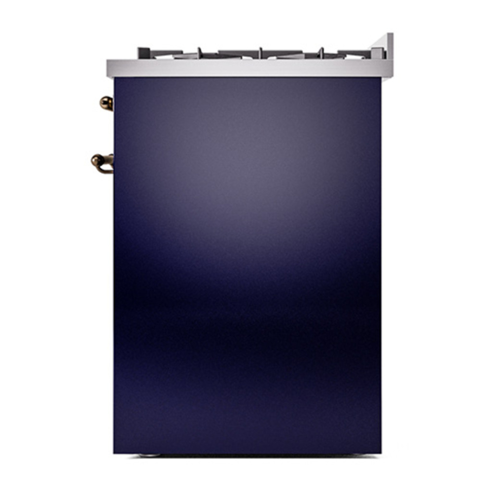 ILVE UP30NMPMBB Nostalgie II 30 inch Dual Fuel Range with 5 Burners with 4 cu. ft. Oven Capacity (Natural Gas, Triple Glass Door, Midnight Blue, Burnished) 10 ILVE_UP30NMPMBB_Nostalgie_II_30"_Dual_Fuel_Range_right_side