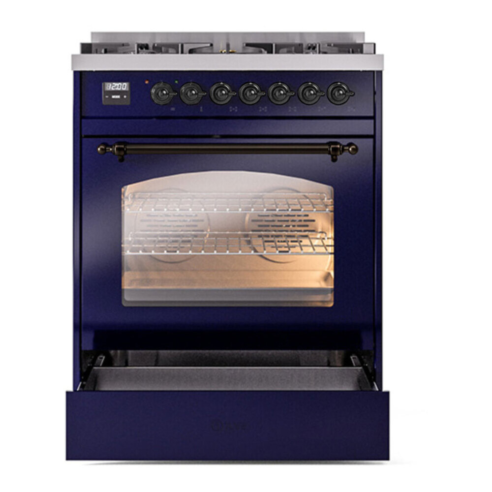 ILVE UP30NMPMBB Nostalgie II 30 inch Dual Fuel Range with 5 Burners with 4 cu. ft. Oven Capacity (Natural Gas, Triple Glass Door, Midnight Blue, Burnished) 6 ILVE UP30NMP Nostalgie II 30 inch Dual Fuel Range with 5 Burners with 4 cu. ft. Oven Capacity