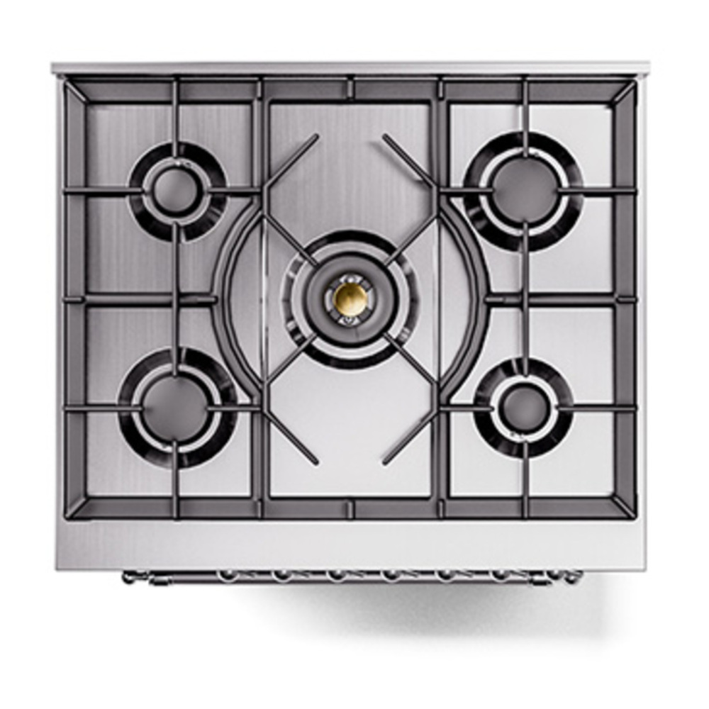 ILVE UP30NMPMBCLP Nostalgie II 30 inch Dual Fuel Range with 5 Burners with 4 cu. ft. Oven Capacity (Liquid Propane, Triple Glass Door, Midnight Blue, Chrome) 9 ILVE_UP30NMPMBCLP_Nostalgie_II_30"_Dual_Fuel_Range_top_view