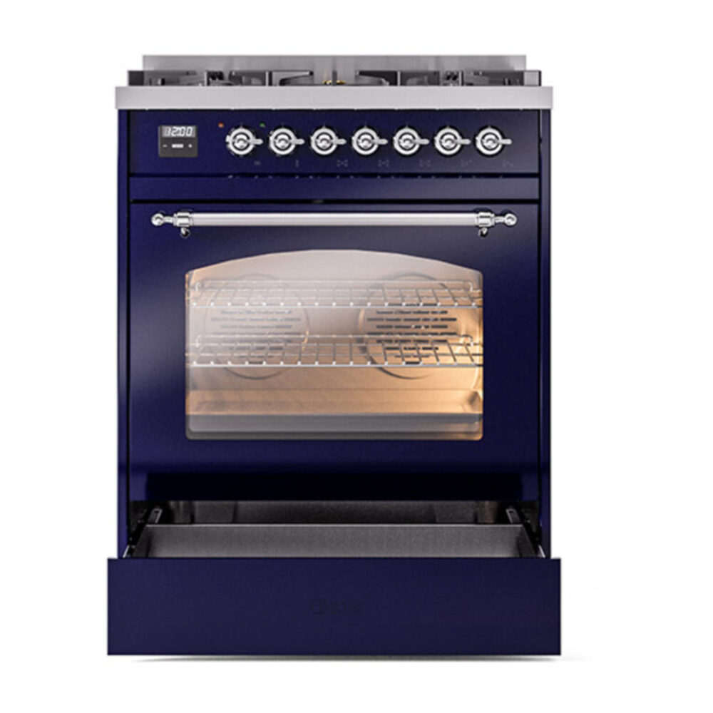 ILVE_UP30NMPMBC_Nostalgie_II_30"_Dual_Fuel_Range_drawer_opened
