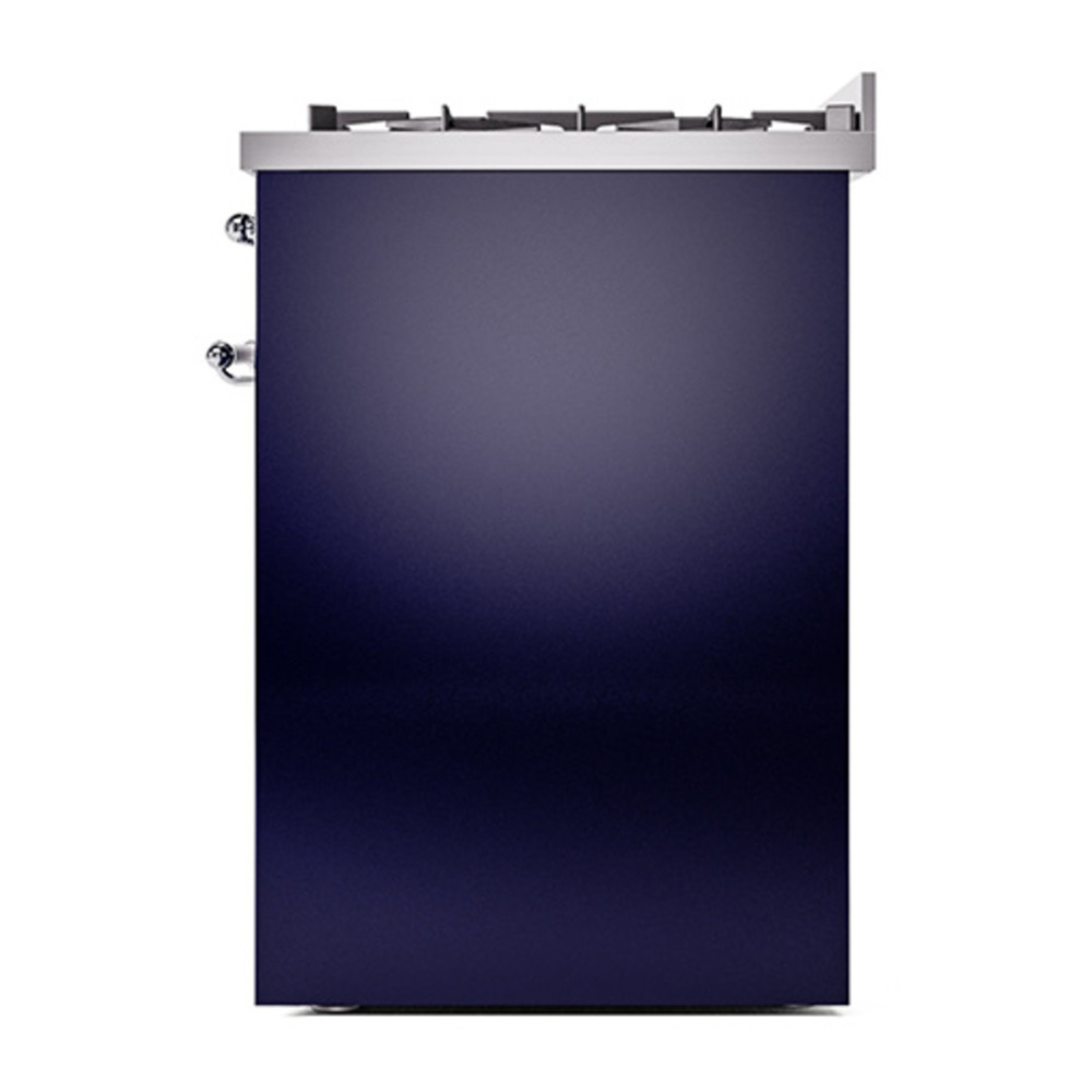 ILVE UP30NMPMBC Nostalgie II 30 inch Dual Fuel Range with 5 Burners with 4 cu. ft. Oven Capacity (Natural Gas, Triple Glass Door, Midnight Blue, Chrome) 11 ILVE_UP30NMPMBC_Nostalgie_II_30"_Dual_Fuel_Range_right_side