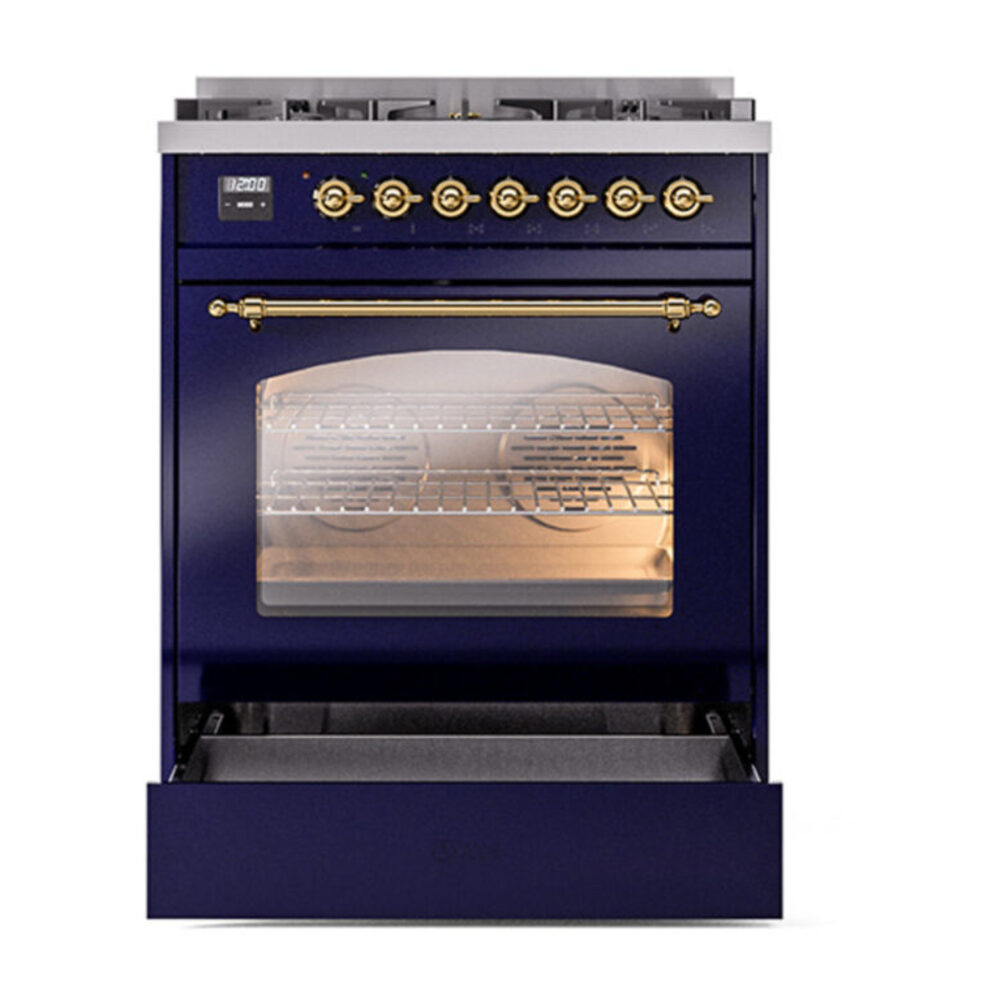 ILVE_UP30NMPMBG_Nostalgie_II_30"_Dual_Fuel_Range_drawer_opened