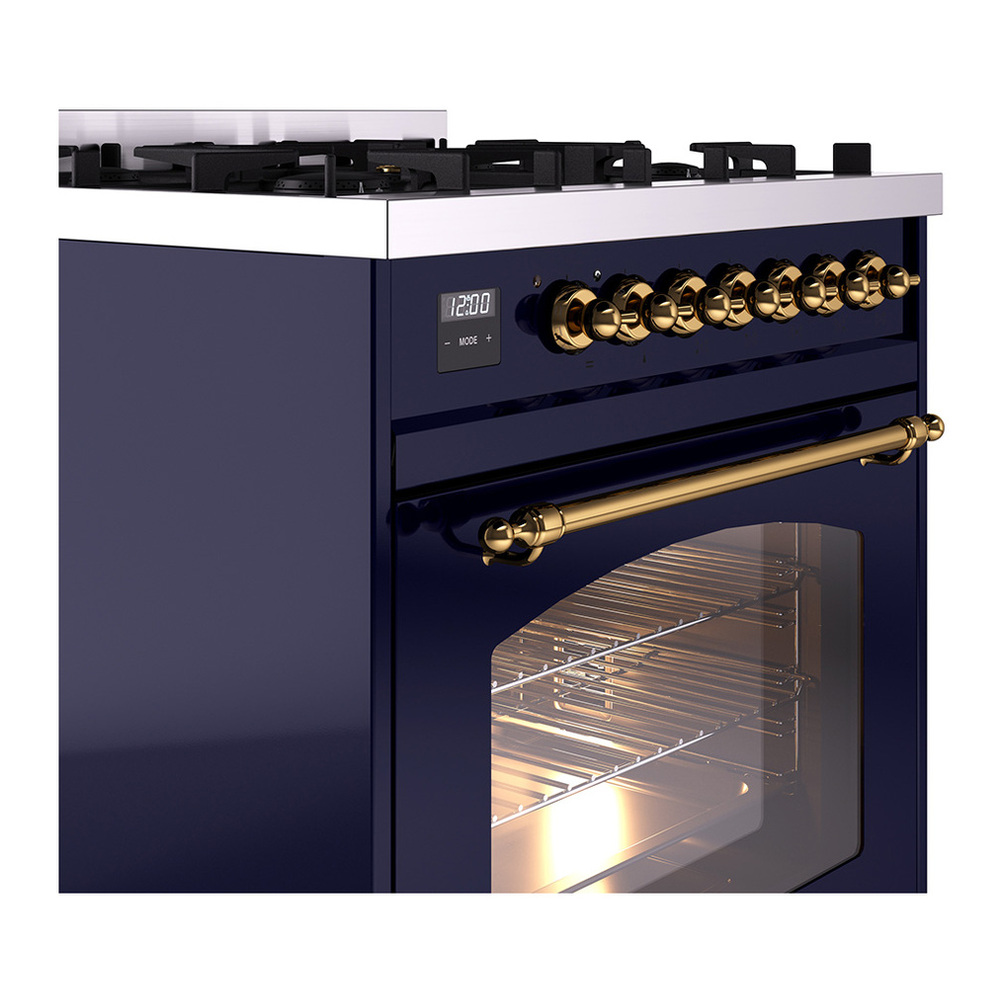 ILVE UP30NMPMBG Nostalgie II 30 inch Dual Fuel Range with 5 Burners with 4 cu. ft. Oven Capacity (Natural Gas, Triple Glass Door, Midnight Blue, Brass) 8 ILVE_UP30NMPMBG_Nostalgie_II_30"_Dual_Fuel_Range_details