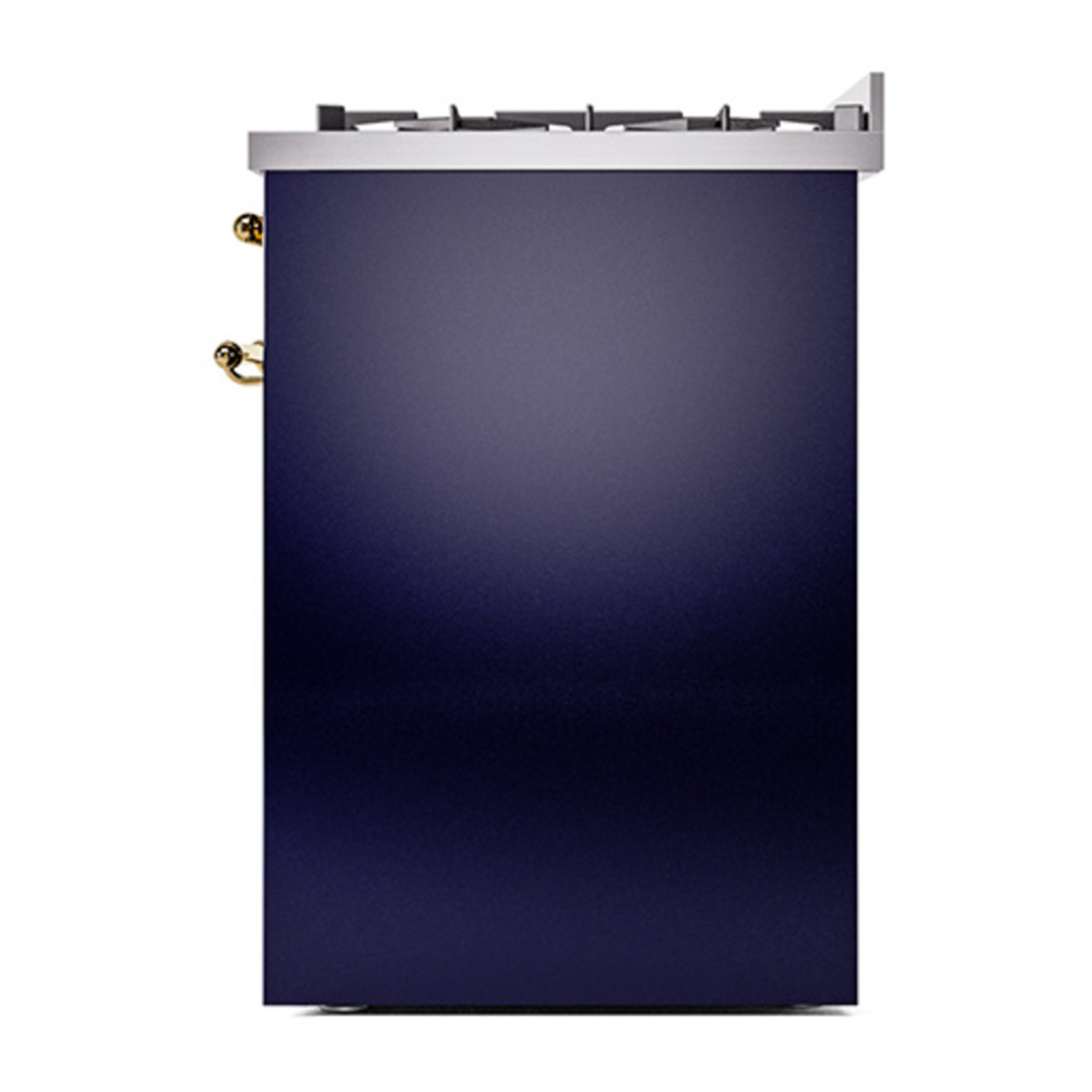 ILVE UP30NMPMBG Nostalgie II 30 inch Dual Fuel Range with 5 Burners with 4 cu. ft. Oven Capacity (Natural Gas, Triple Glass Door, Midnight Blue, Brass) 11 ILVE_UP30NMPMBG_Nostalgie_II_30"_Dual_Fuel_Range_right_side