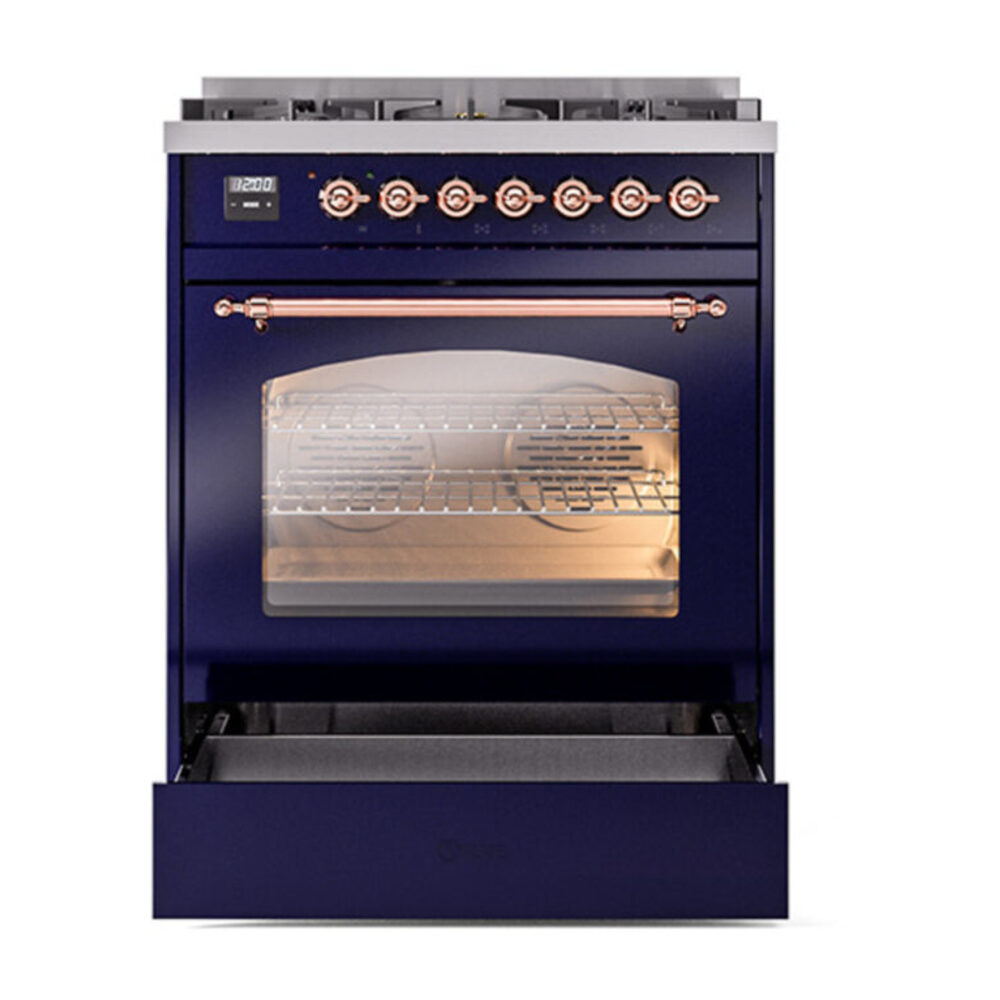 ILVE_UP30NMPMBPLP_Nostalgie_II_30"_Dual_Fuel_Range_drawer_opened
