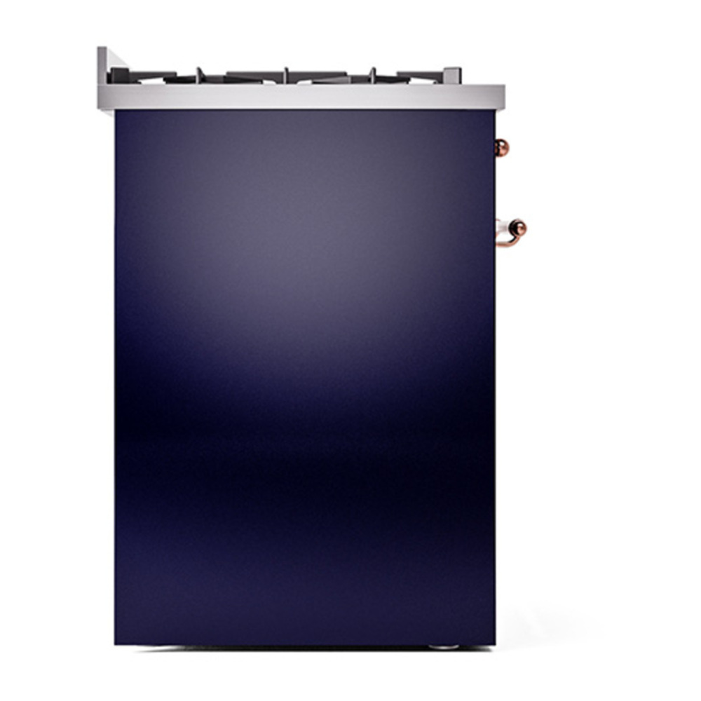 ILVE UP30NMPMBPLP Nostalgie II 30 inch Dual Fuel Range with 5 Burners with 4 cu. ft. Oven Capacity (Liquid Propane, Triple Glass Door, Midnight Blue, Copper) 10 ILVE_UP30NMPMBPLP_Nostalgie_II_30"_Dual_Fuel_Range_left_side
