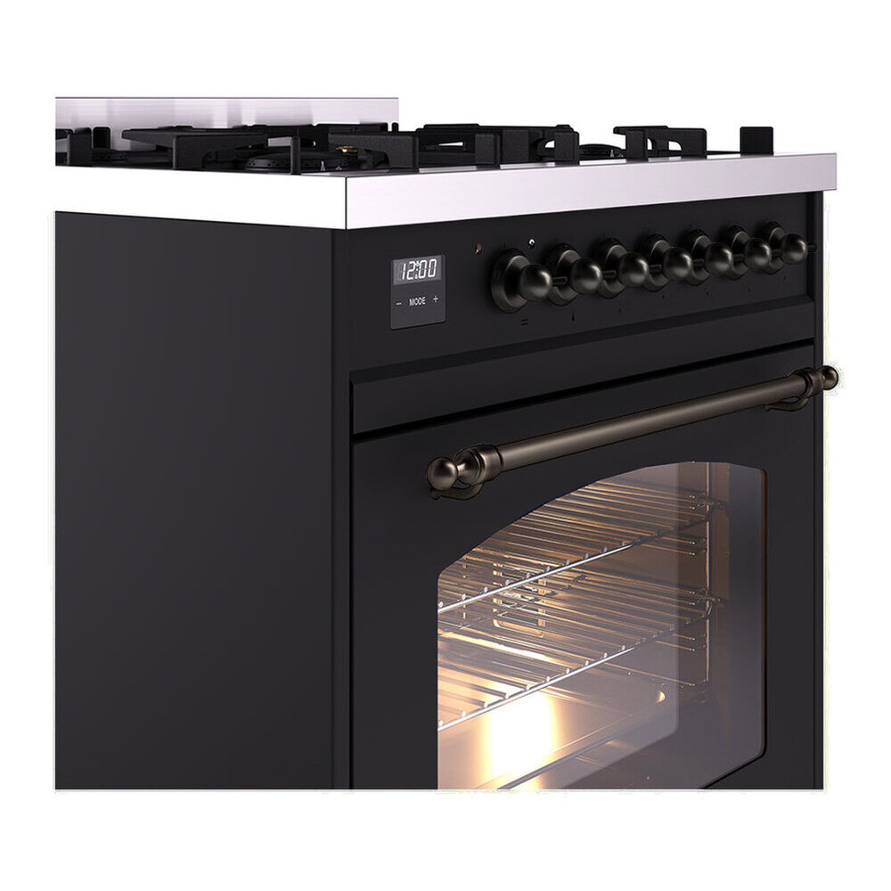 ILVE UP30NMPMGBLP Nostalgie II 30 inch Dual Fuel Range with 5 Burners with 4 cu. ft. Oven Capacity (Liquid Propane, Triple Glass Door, Graphite Matte, Burnished) 7 ILVE UP30NMP Nostalgie II 30 inch Dual Fuel Range with 5 Burners with 4 cu. ft. Oven Capacity