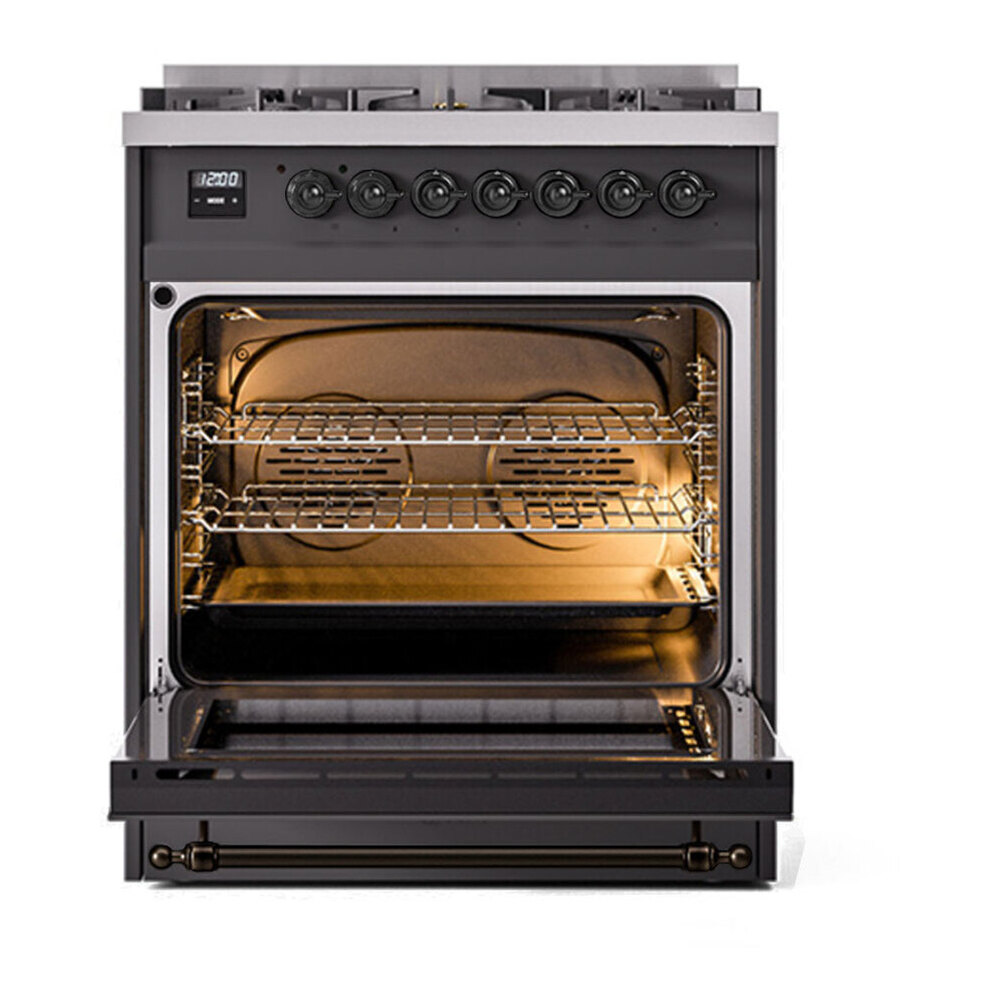 ILVE UP30NMPMGB Nostalgie II 30 inch Dual Fuel Range with 5 Burners with 4 cu. ft. Oven Capacity (Natural Gas, Triple Glass Door, Graphite Matte, Burnished) 5 ILVE UP30NMP Nostalgie II 30 inch Dual Fuel Range with 5 Burners with 4 cu. ft. Oven Capacity